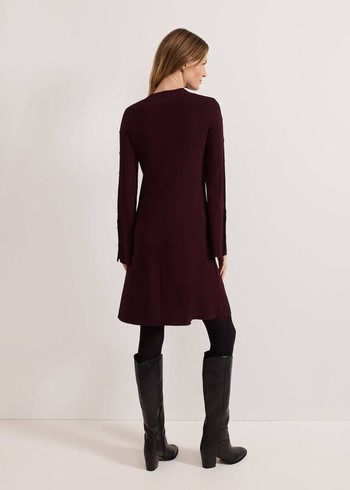 Phase Eight Romy Studd Sleeve Shift Dress Burgundy Australia | IW3209845